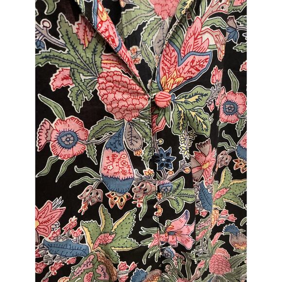 Liza Byrd Women Button Up Shirt Size Small The Embry Block Print Floral Midnight - Picture 8 of 12